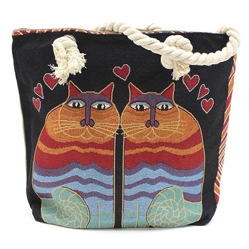 Plátěná taška s motivem dvou koček.