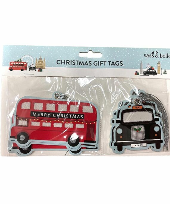 Vánoční jmenovky na dárky Londýnský autobus a taxík.