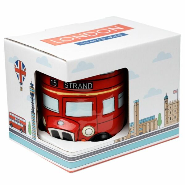 Hrneček ve tvaru červeného londýnského autobusu.
