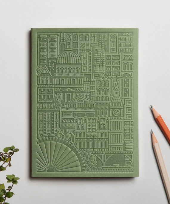 Zelený zápisník s embosovaným přebalem LONDÝN.
